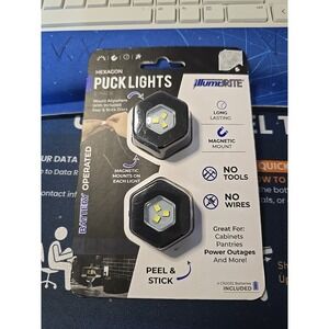 2-pack Hexagon Puck Lights Battery Operated Magnetic Mount Illumibrite NIPS